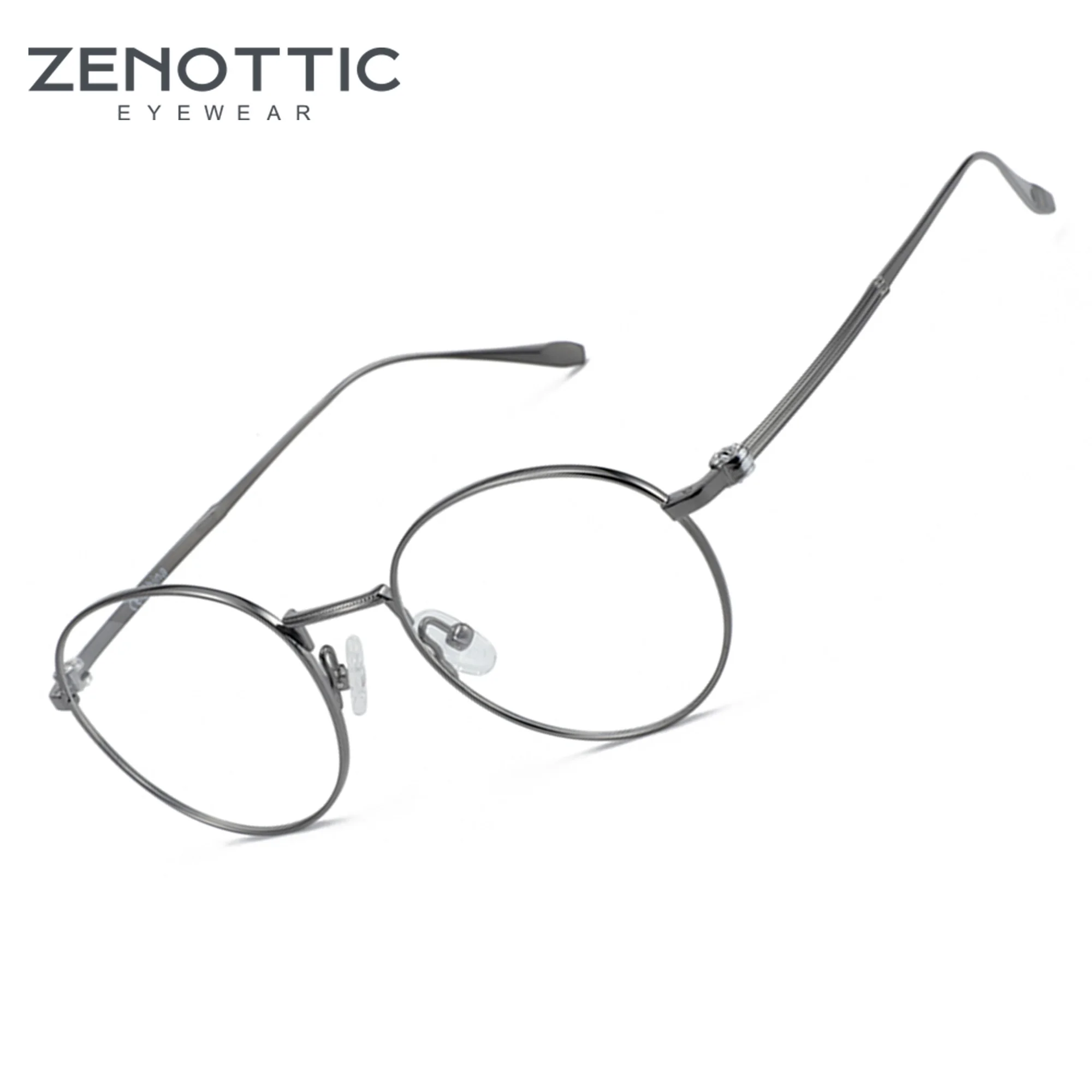 

ZENOTTIC Pure Titanium Round Glasses Frame Retro Ultralight Eyeglasses Fashion Eyewear Spectacles