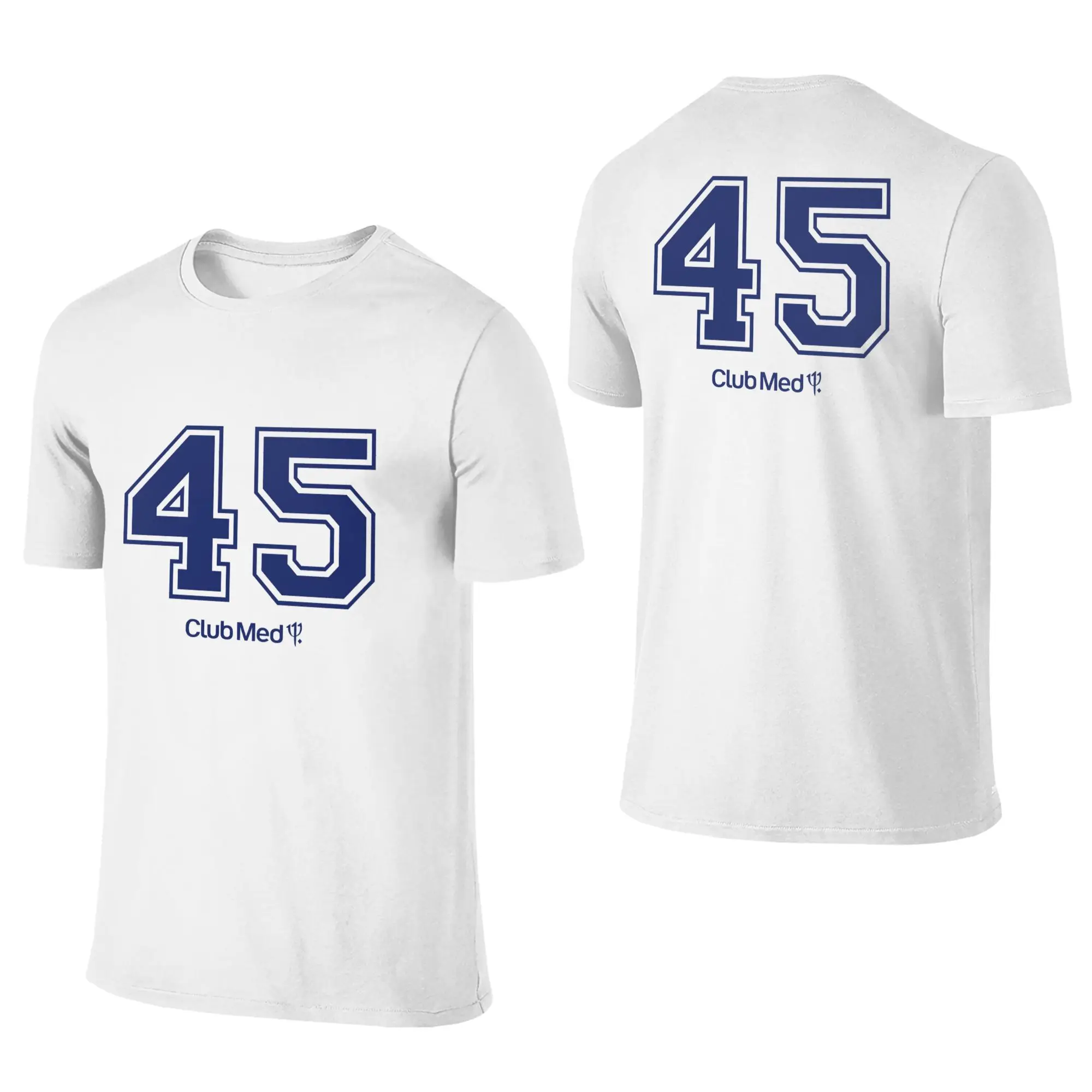 100% Cotton Number 45 Club Med T-Shirt Men's Double Sided T Shirt Men O-Neck Summer Shirts Tops Oversized