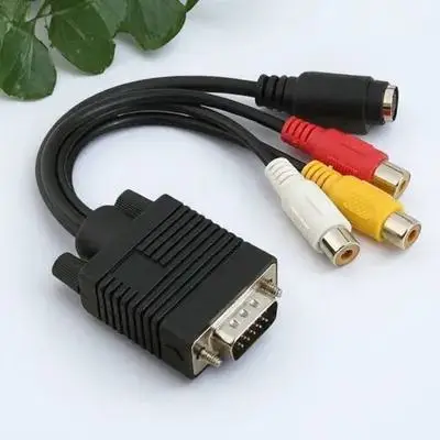 Vga Svga to S-Video 3 Rca Av Adapter Cable 20Cm Copper Converter for Laptop Desktop Vga -Out Signal