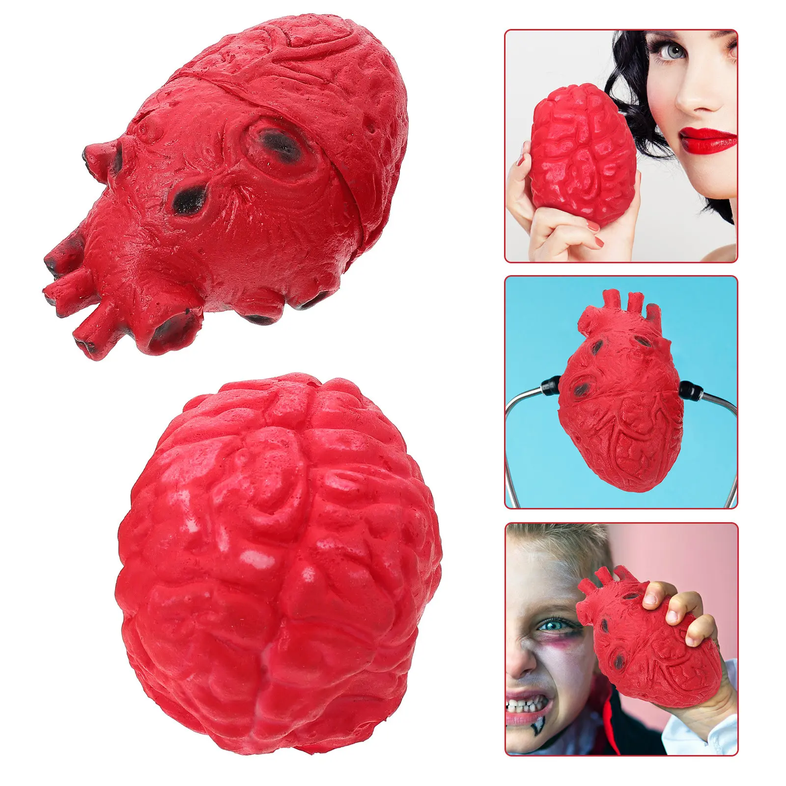 

2Pcs Lifelike Artificial Human Organs for Halloween Decorative Use Scary Props Stage Performance Haunted House