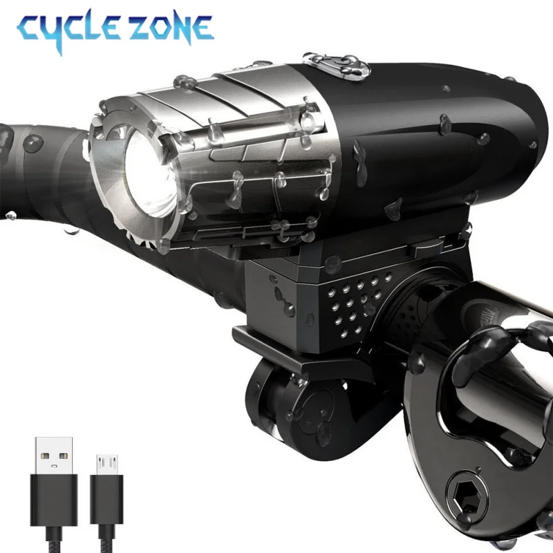 Bicycle Light Bike Front Lamp USB Rechargeable Waterproof Bright LED Front Headlight Light Easy to Install Cycling Accessories