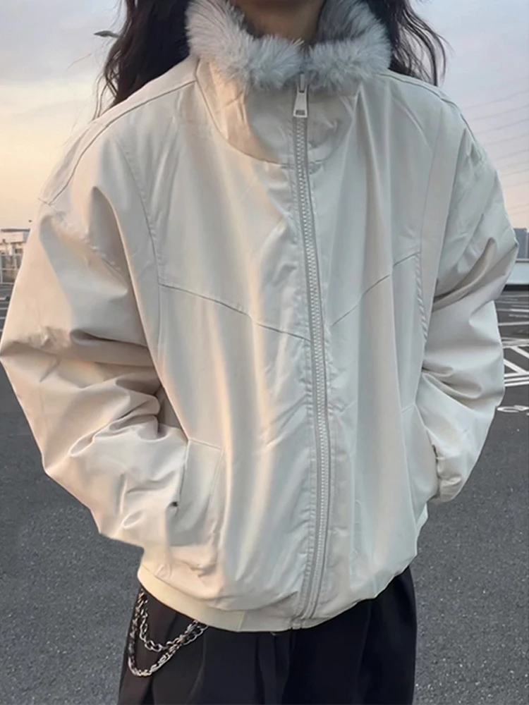 

American Sle ort Decosition Cotton Jaet Thiened Warm Fur Collar ex Winter Outerwear Casual Faion