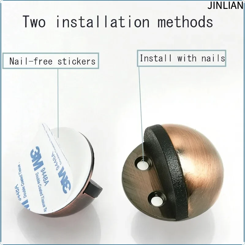 Stainless Steel Rubber Door Stops Non Punching Sticker Hidden Door Holders Catch Floor Mounted Nail-free Door Stops Hardware