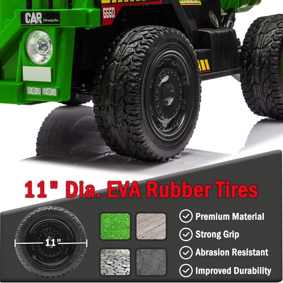 24V Ride on Dump Truck, Kids Electric Car with Remote Control, Ride on Construction Vehicles with Electric Dump Bed and Extra Sh