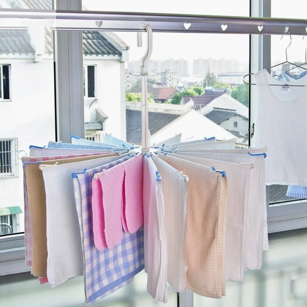 

Plastic Umbrella Drying Rack Multifunctional Space Saving Clothes Towel Rack Foldable 20-clip Diaper Hanging Clothes Hanger
