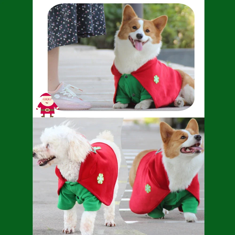 Christmas Dog Costume Clothes Pet Xmas Cat Santa Cape With Santa Hat Party Cosplay Dress Poncho For Cats Small Medium Large Dog