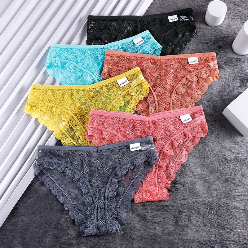 BANNIROU 1Pcs Female Underwear Sexy Lace Briefs For Women Low Rise Panties For Ladies Transparent Lingerie Woman Panty