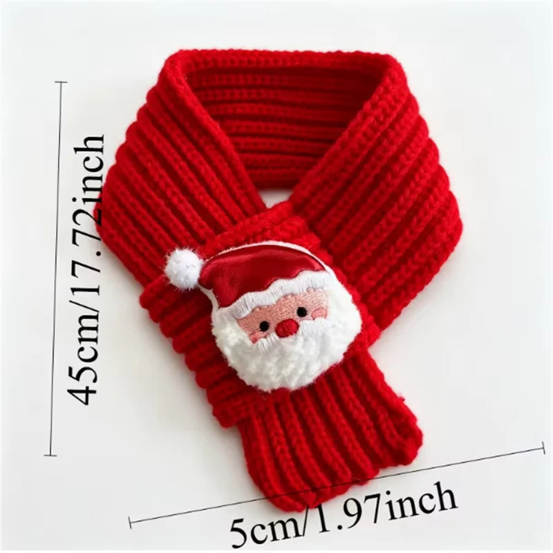 Pet christmas knittedscarf, cute santa claus embroidery collar for cats small dogs holiday party photo props
