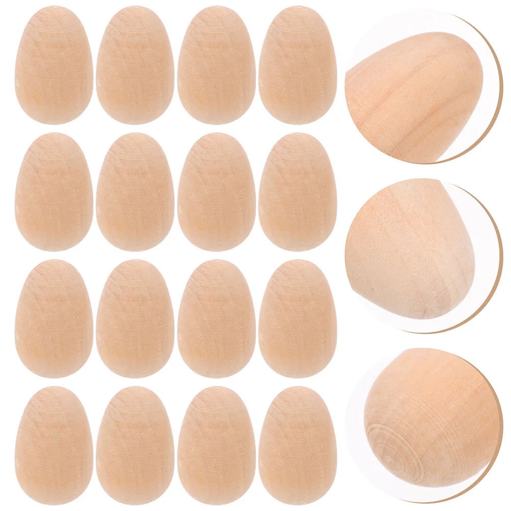 40 Uds. De huevos de imitación de madera, Kits de manualidades de Pascua sin terminar, pintura decorativa para niños, adornos de madera lisos, decoraciones de Pascua