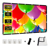 60-200 Inch Portable Foldable Projector Screen High Density White Less Creases Soft Projection Screen 16:9 Indoor Outdoor