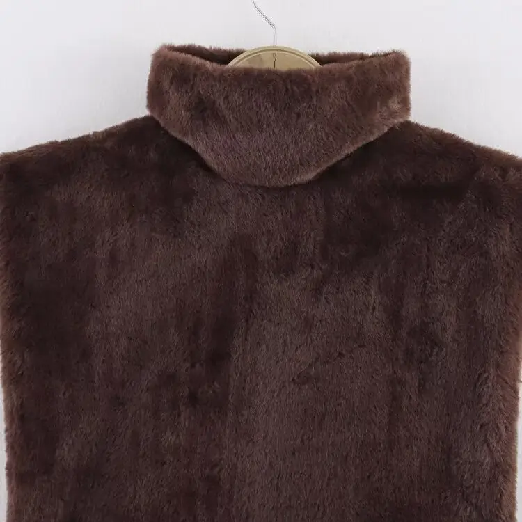 سترة نسائية قصيرة أنيقة من JNLEAOG بياقة نصف عالية وبدون أكمام، تصميم جديد للخريف من قماش البوليستر، قصة ضيقة بلون واحد