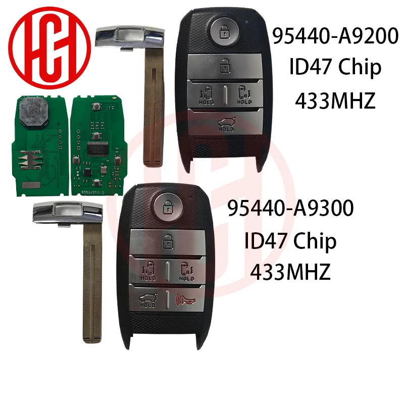 

ID47 Chip 433MHZ 95440-A9200 95440-A9300 Proximity Car Remote Control Key For Kia Carnival Sedona 2016 -2021 5/6 Buttons