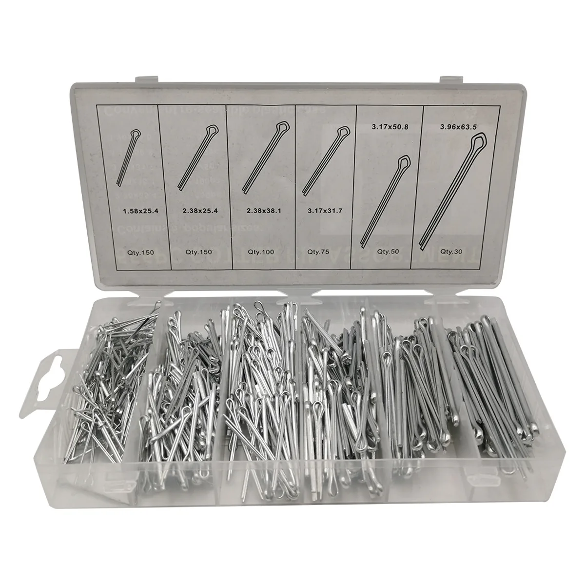 Positioning Hole Fastener Tool Component 555 Piece Open End R Type Pin Shaft Hairpin Spring Indexing