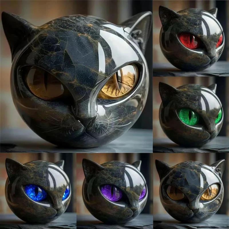 

Halloween Cat Sculpture Decoration Cute Cat Head Ornament Home Decor Easter Christmas Holiday Decoration Figurine Arrival Gift