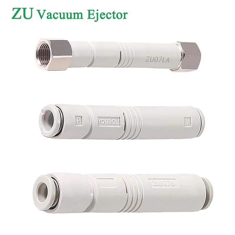 ZU Pneumatic High Vacuum Generator Small Straight Through Fast Insertion Thread High Flow Type High Suction ZU05SA ZU07SA ZU05LA
