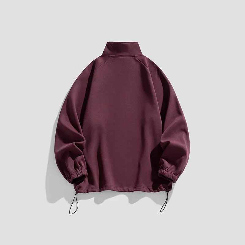 TFETTERS Brand Half Zipper Stand Collar Sweatshirts Man Baggy Fashion Solid Color Sweatshirts Drawstring Fashion Men's Clothing