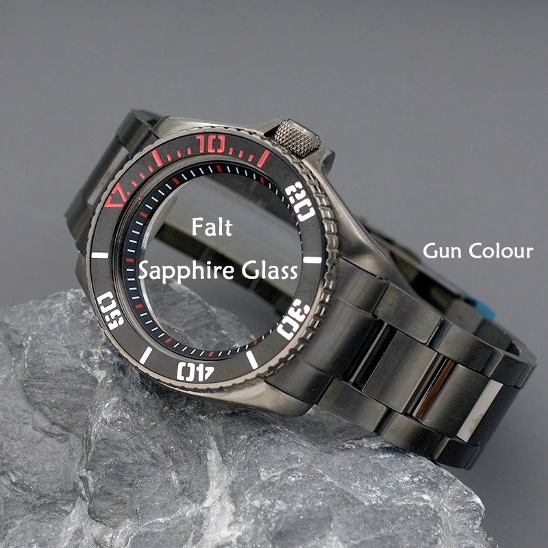 Mod Watch Case WIth Bracelet Fit NH34 NH35 NH36 Automatic Movement Sapphire Glass Gun Colour Case Design SKX007 SKX009 Case