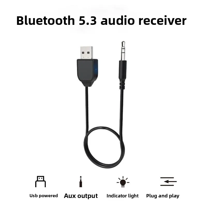 

W20 Bluetooth 5.3 Receiver USB Car Audio Power Amplifier 3.5mm Aux Wireless Audio Bluetooth Converter