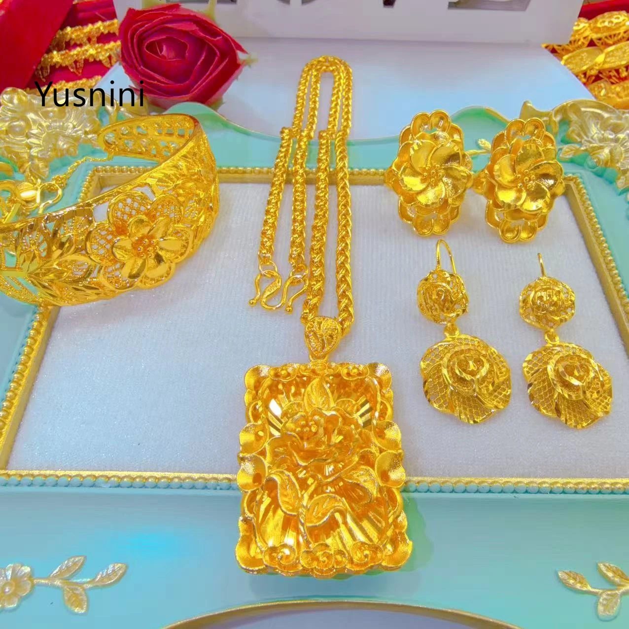Women'S Fashion Rings Gold - Новый элитный набор украшений из Дубая: