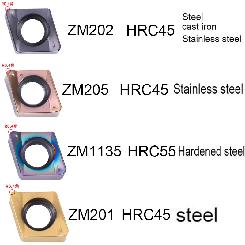Doppio lato 4 bordi di taglio 4NKT040204R Inserto in metallo duro Fresa in metallo ad avanzamento rapido Carburo di tungsteno 4NKT040204R-M Supporto rapido