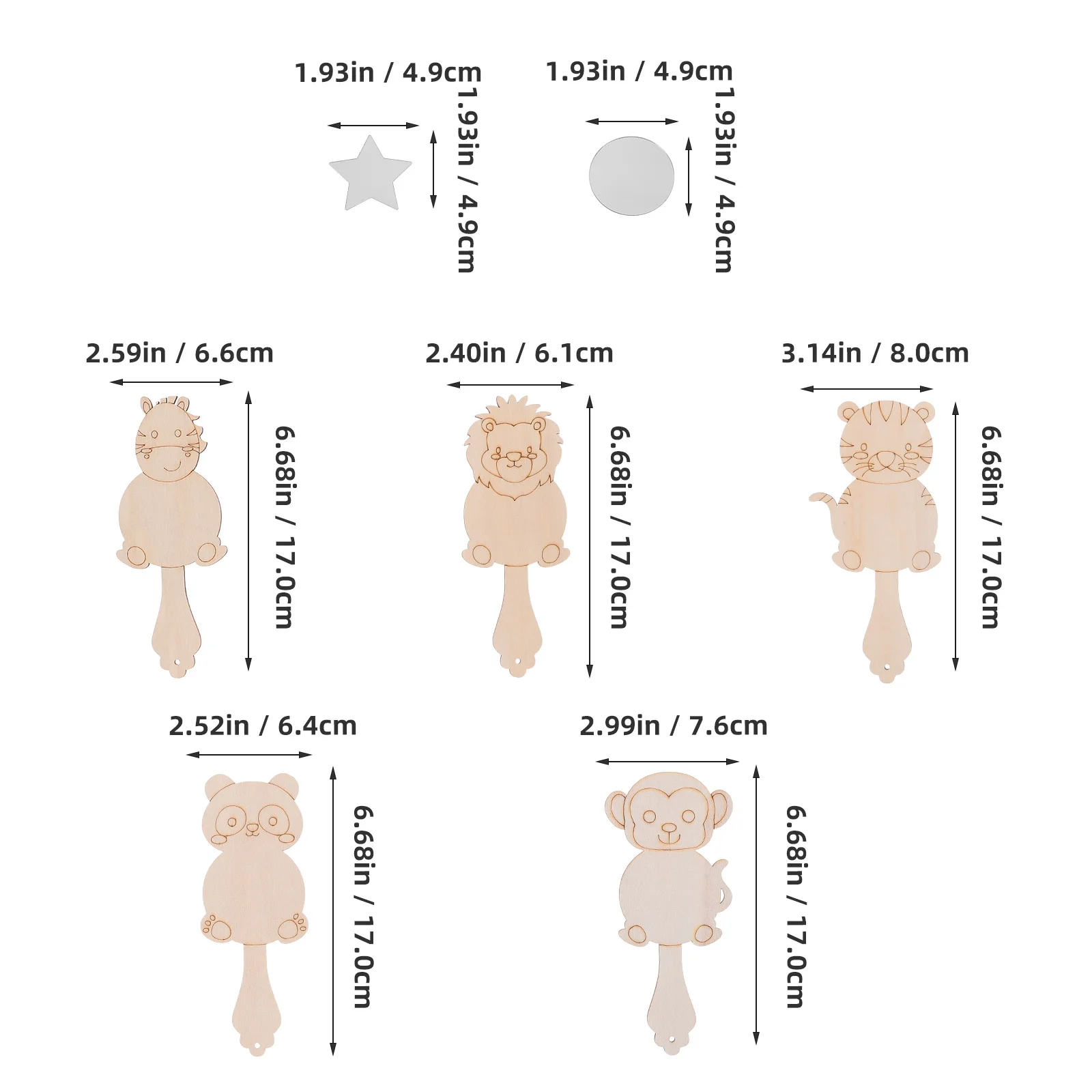 Miroir Animal en bois à peindre, 10 ensembles, bricolage, blancs pour enfants, fête d'anniversaire, artisanat, activité de pâques, projet d'art en classe