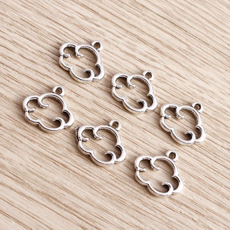 Tusember 30 Stück 13*15mm Sommer-Legierungs-Hohle-Wolken-Anhänger für DIY-Halsketten, Ohrringe, handgefertigte Schmuckherstellung und Zubehör – Detail 6