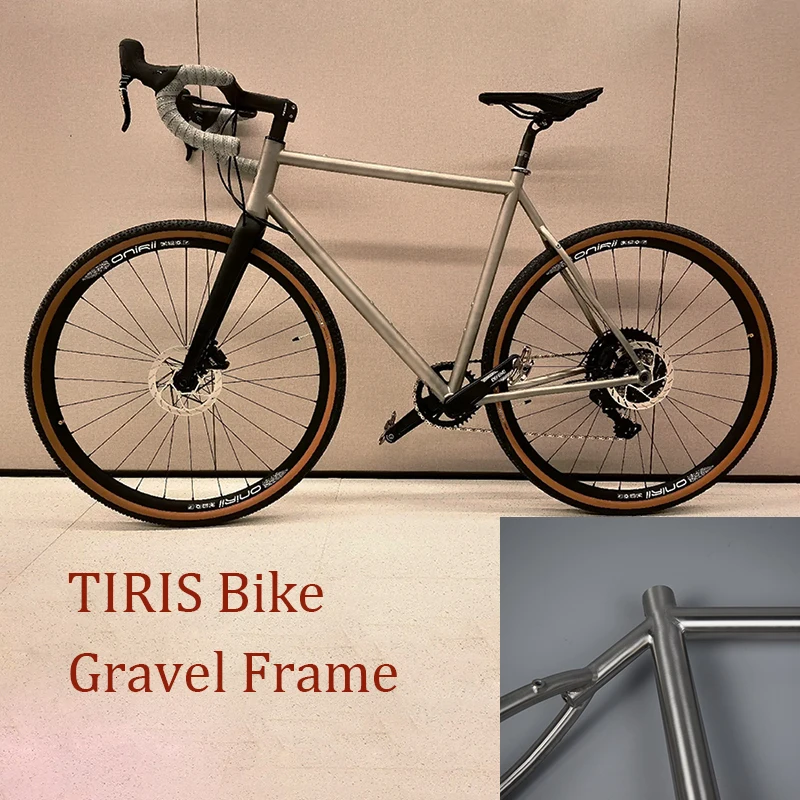 TIRIS-CR4 Titanium Gravel Bike Frame,Cyclocross Framework,Bicycle Accessories,Cycling Parts, Non Moots Frameset, 700C, 29 Custom