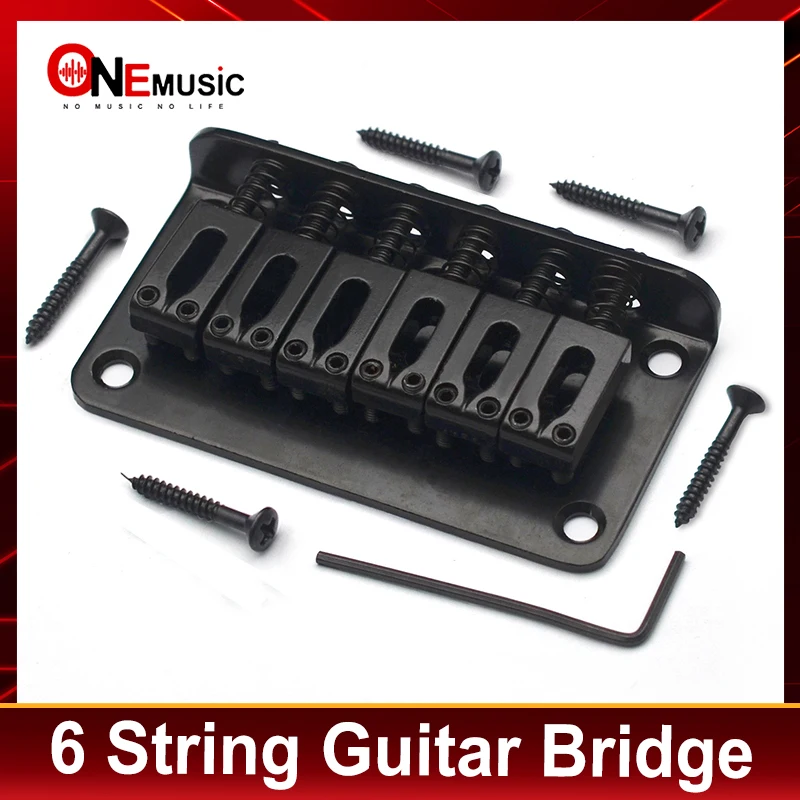 6 String Guitar Bridge 78x42MM Fixed Electric Guitar Bridge Guitar Tailpiece Black/Chrome