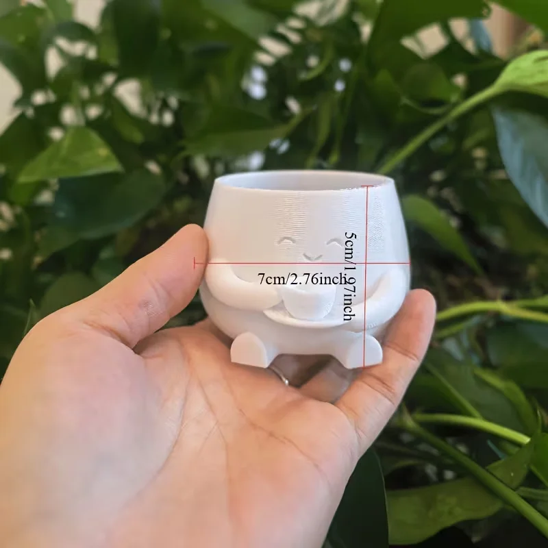 3D Printed Cute Cat Hugging Succulent Flower Pot Mini Indoor Plant Container Smiley Face Design Fun And Unique Gardenware