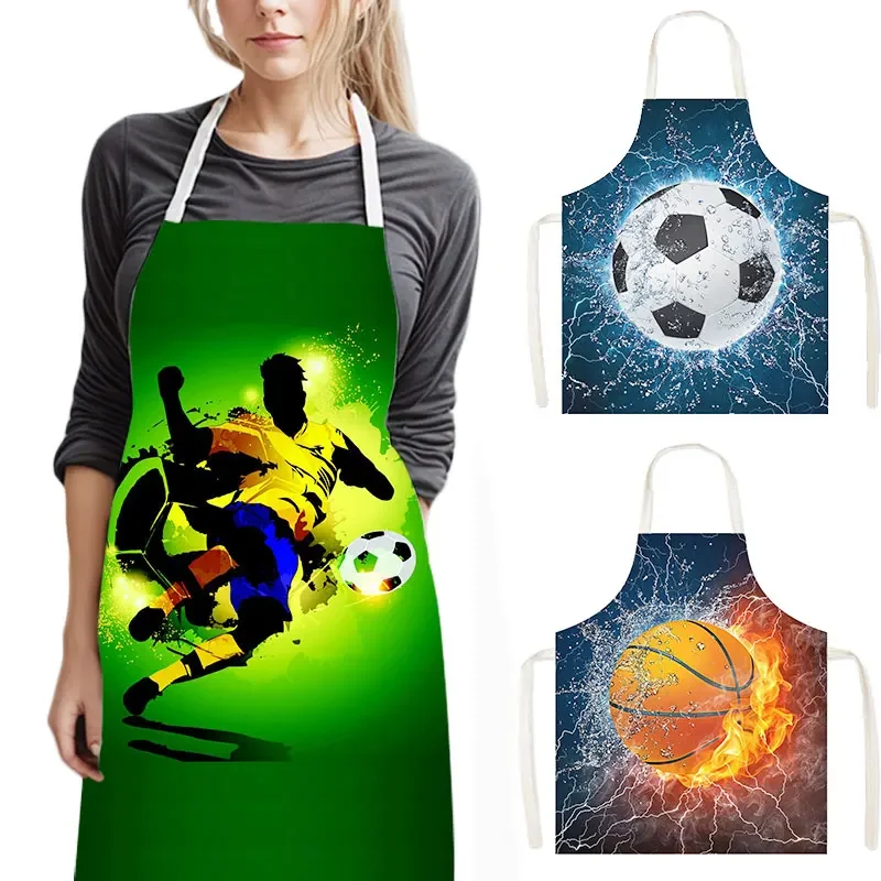 Hot Blooded Football Soccer Basketball Kitchen Aprons Women Men Home Cleaning Clothing Linen Pinafore Chef Waiter Cooking Apron