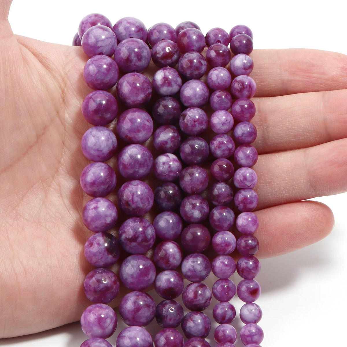 1strand/lot Natural Stone Beads Purple Lepidolite Beads Round Loose Beads For Jewelry Making DIY Necklace Bracelet Accessories
