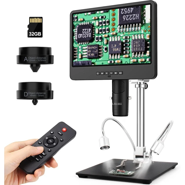 AD249S-M 10.1 Inch HDMI Digital Coin Microscope 2000x for Adults, 3 Lens 2160P UHD Video Record