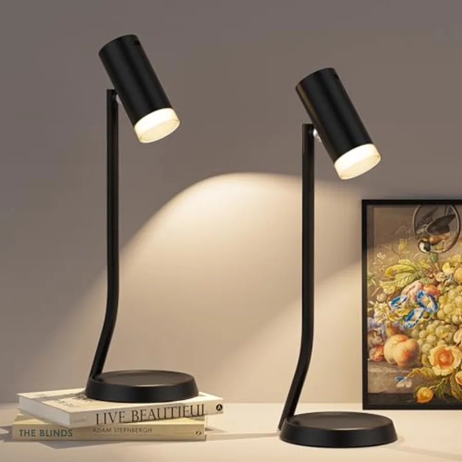 Cordless Table Lamps, Battery Operated Portable Table Light with Magnetic Adjustable Angle Head, 5000mAh Rechargeable Lamp with