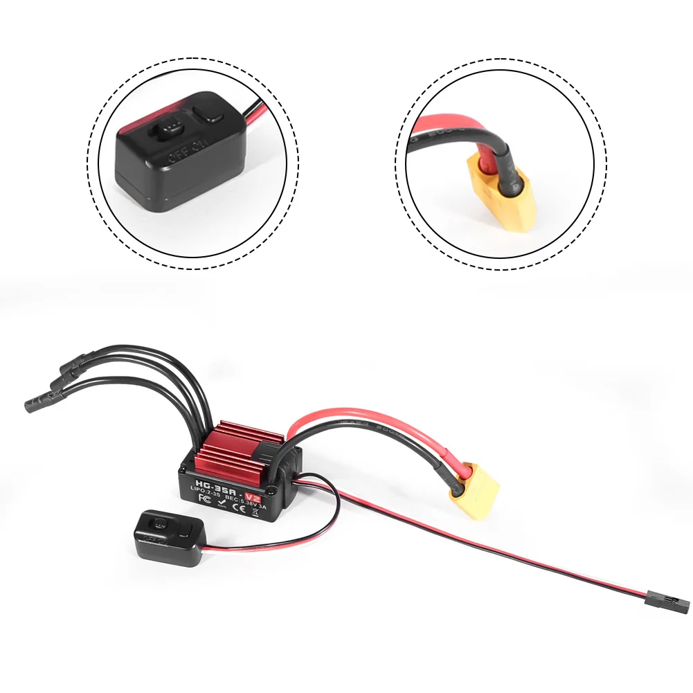 HG35A 35A Waterproof Sensorless Brushless ESC With External Programming Port And Multi Protection For 1:18 RC Cars And Buggies