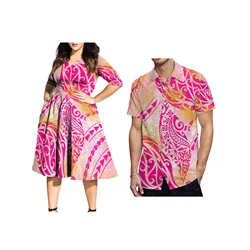 V Neck Casual Dress Polynesian Clothing Female Vestidos High Quality Customized Tonga Tribal Design Ladies Dress