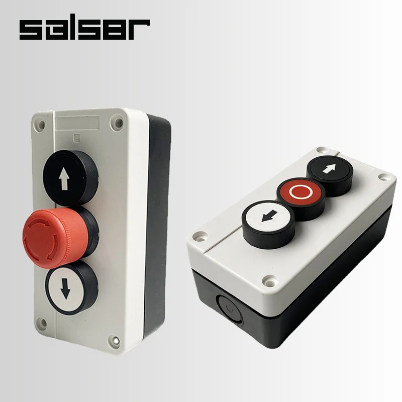 

Reset Momentary Waterproof 3 Position Spring Return Push Button Switch Control Station Box Up Down Arrow Stop