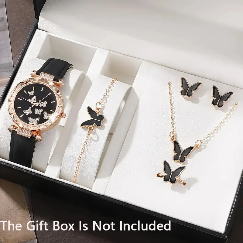 6-piece ladies' elegant quartz watch and minimalist accessory set for daily wear, holidays, and gifts for friends and family