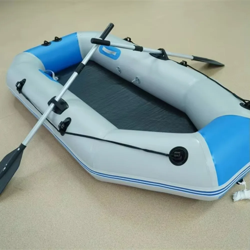 الصيد كاياك طوف قارب قابل للنفخ مقاومة للاهتراء للطي المواد البلاستيكية 2 شخص وسادة هوائية قارب التجديف #2