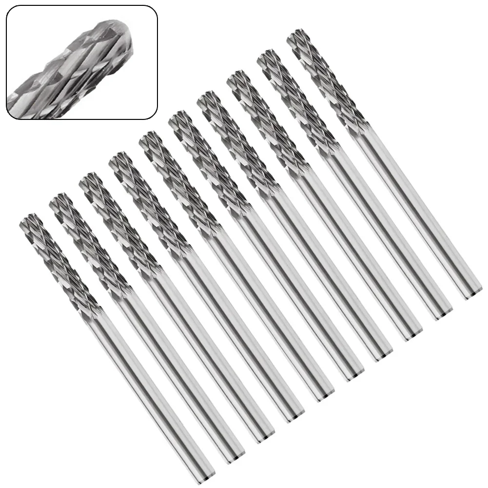 10Pcs 38mm Tungsten Carbide Rotary File 3mm Shank Milling Cutter For Copper/aluminum/carbon Steel Fast Cutting & Polishing