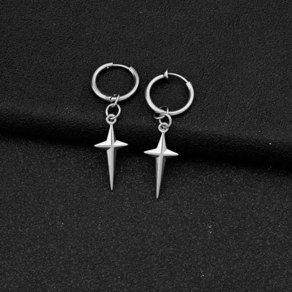 1Pair Fashionable Hip-hop Trendsetter Cross Star Pendant Ear Rings Ear Buckles and Earrings for Men and Women Body Jewelry