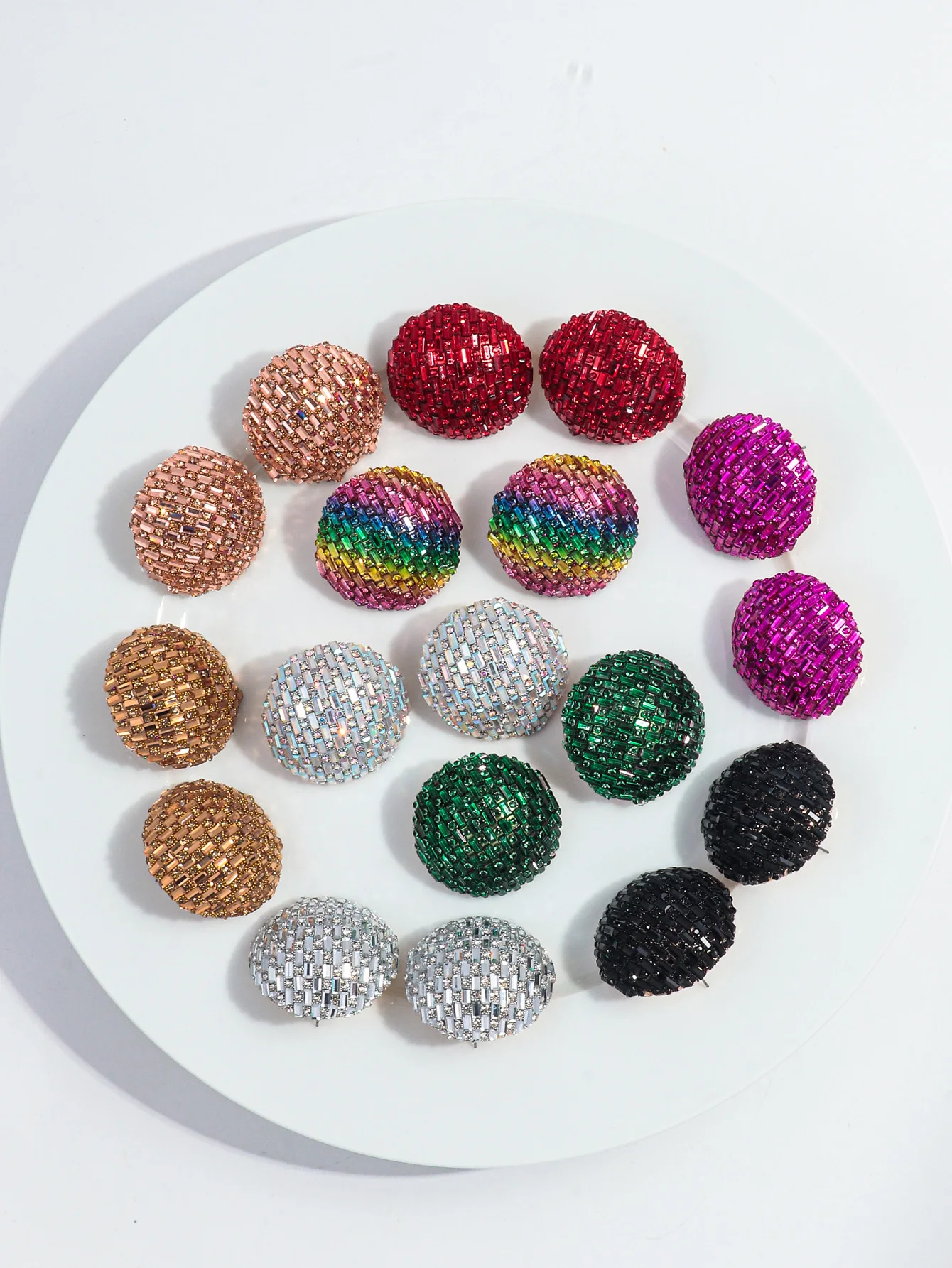 Luxury Crystal Extra Large Circle Stud Earrings for Women New Bling 43mm Round Statement Earring Wedding Party Jewelry Gifts