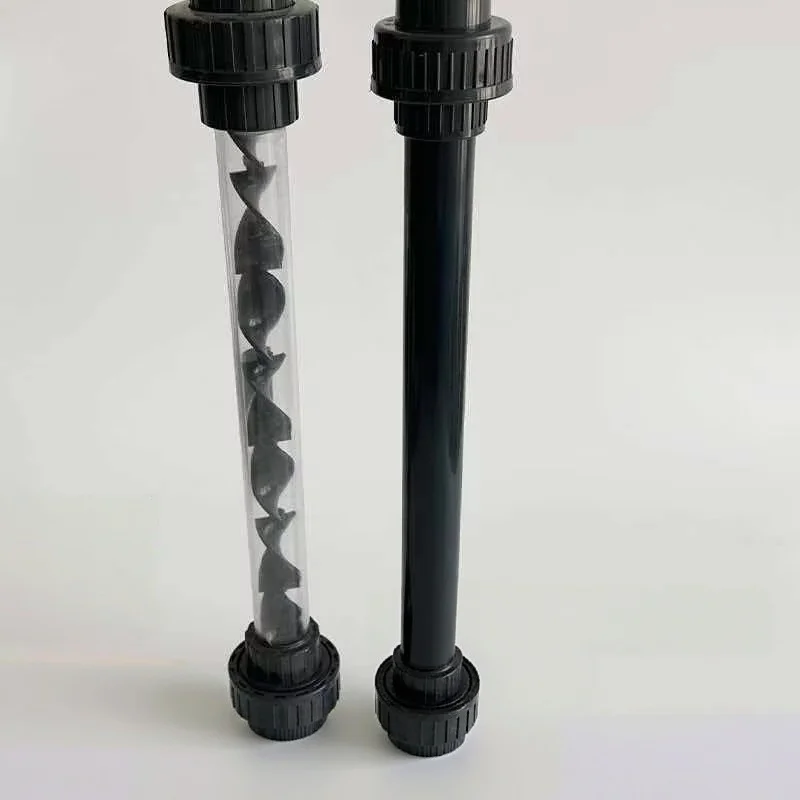 DN15-80 Union Fast Connector UPVC Pipe Helical Static Mixer Industry Anti Corrosion Plastic Dosing Liquid Mixing Device