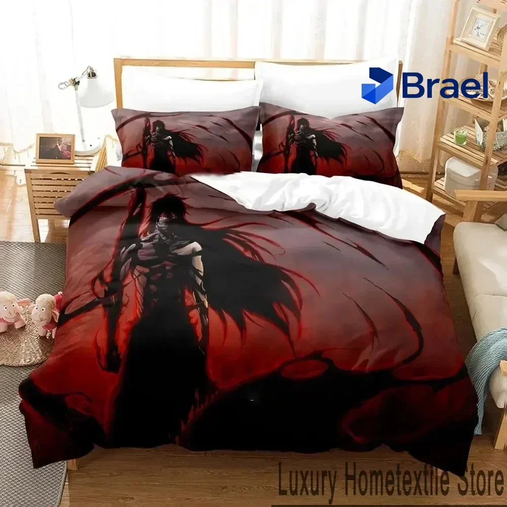 Exquisite Anime Bleach Kurosaki Ichigo Bedding Set Duvet Cover Bed Set Quilt Cover Pillowcase Comforter King Queen Size Boys Adu