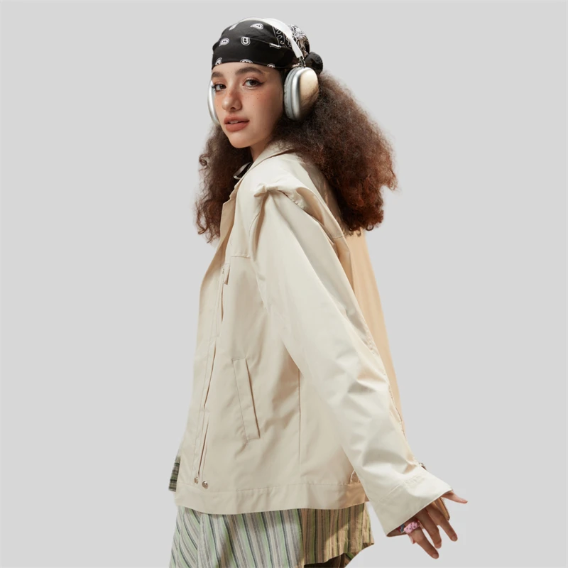 Jackets for Women 2023 Pockets Bomber Oversized Japanese Fashion Harajuku Streetwear Korean Coats Long Sleeve New In Outerwears