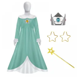 Princess Peach Costume,Peach Daisy Rosalina Dress Up for Girls Cosplay Outfit with Accessories