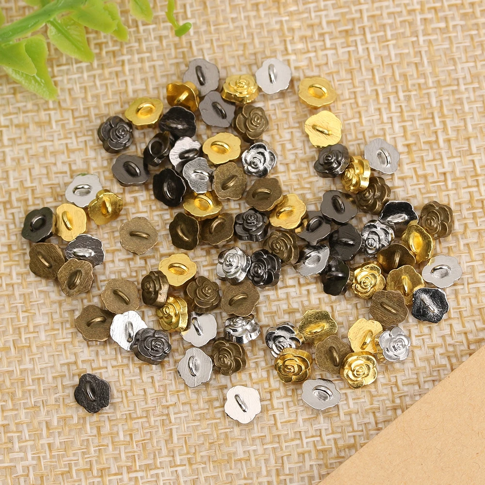 20pcs 5mm Doll Buckle Mini Buttons Metal Rose Flower Button For Blyth Dolls Bag Candy Color DIY Clothe Buckles Sewing Accessorie