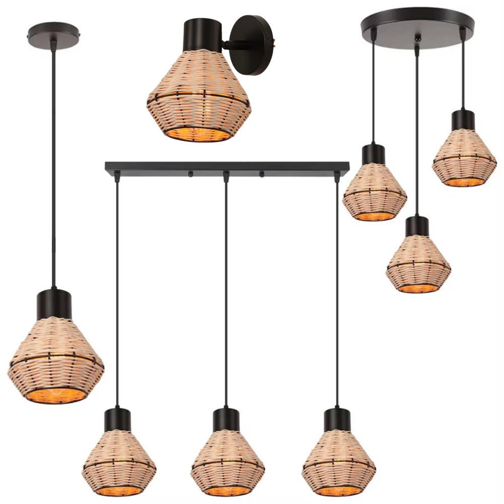 

Бамбуковый подвесной светильник из ротанга, бамбуковая потолочная люстра, ручная вязка, плетение, подвесной светильник, ресторан, домашний декор, светильники