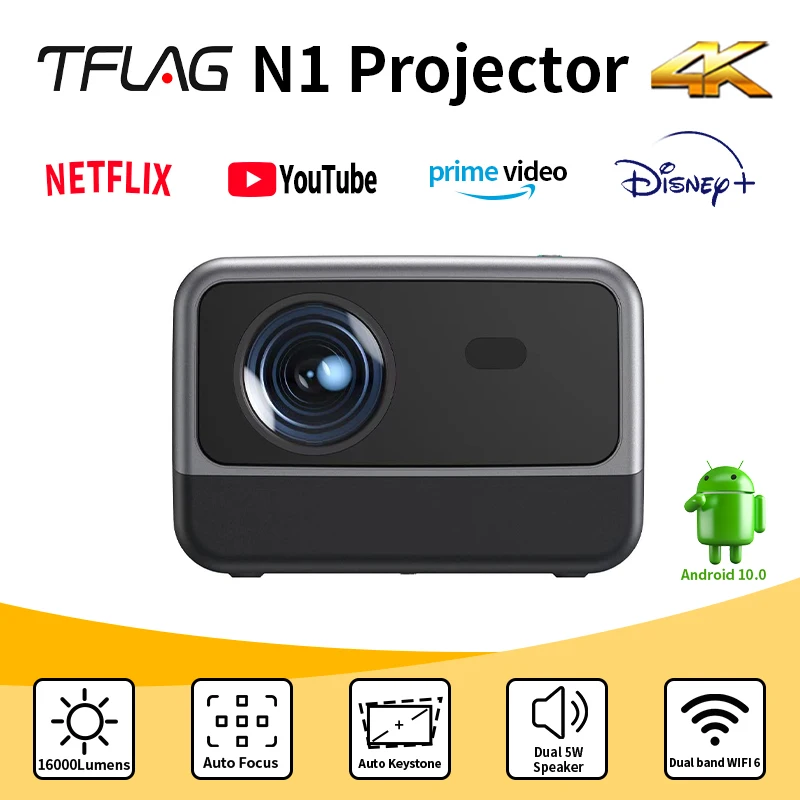 N1 Projector 4K Ultra HD projector 1080P 5G WiFi 800ANSI BT5.0 Video Android 10.0 Mini Beam Projector Home theater projector