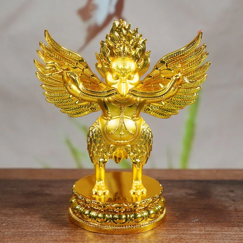 Golden-winged Garuda Buddha Statue4Fully gilded ornaments: lotus pedestal, guardian Buddha statue, and golden-winged bird