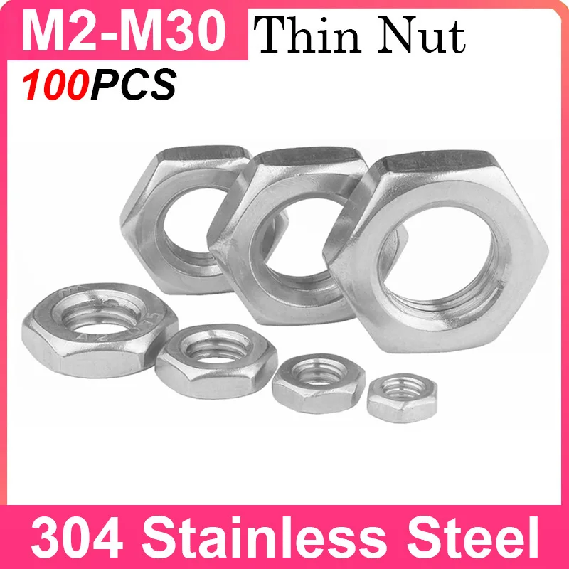 

Hexagon Hex Nuts M2 M2.5 M3 M4 M5 M6 M8 M10 M12 M14 M16 M18 M20-M30 Thin Nuts 304 A2-70 Stainless Steel Metric Thread